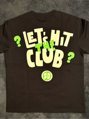 SNOWDAY “LET'S HIT THE CLUB” Graphic Tee Black Lime & Cream Size Medium